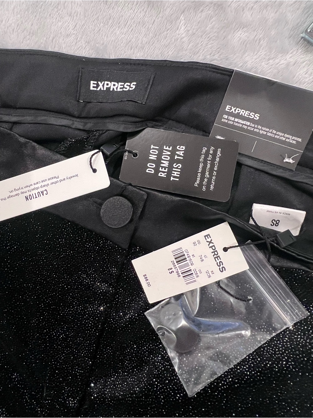 Express Black Glitter Pants with Pockets